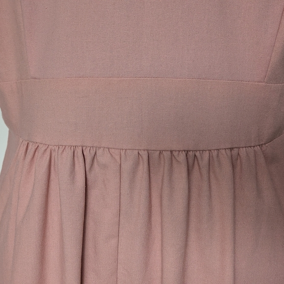 City Chic Linen Midi Dress Dusty Pink Puff Sleeve V-Neck Sundress Size 16, New! - Picture 8 of 12